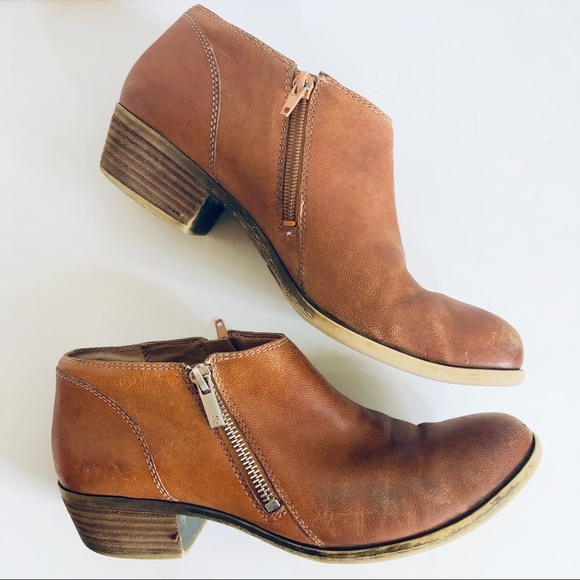 Lucky Brand Banca Brown Leather Ankle Booties - Picture 3 of 7